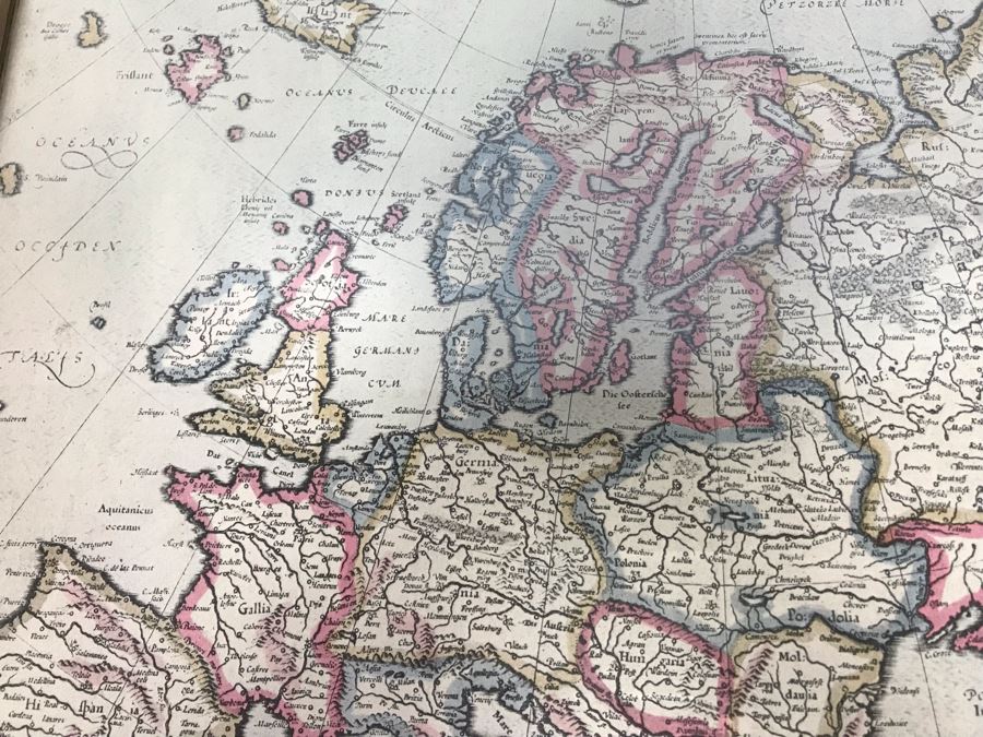 Vintage Framed Map Of Europe 22' X 19' [Photo 8]