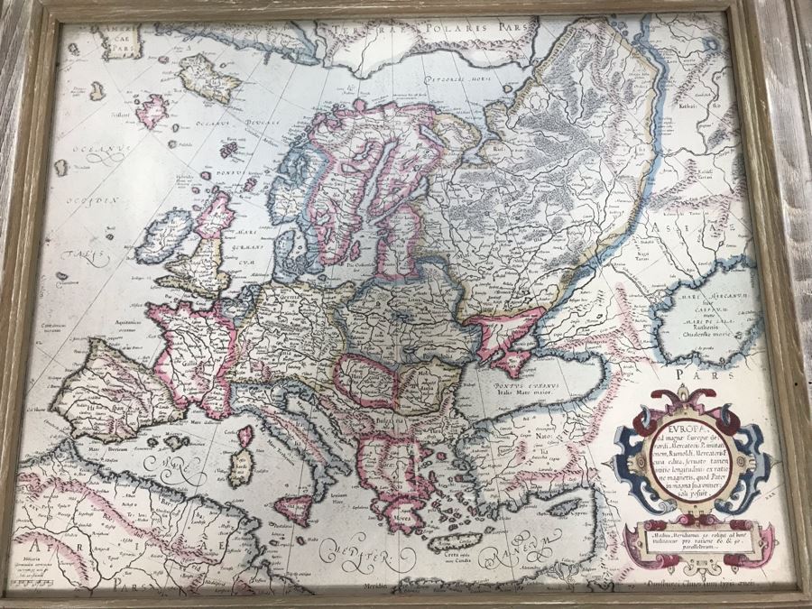 Vintage Framed Map Of Europe 22' X 19' [Photo 3]