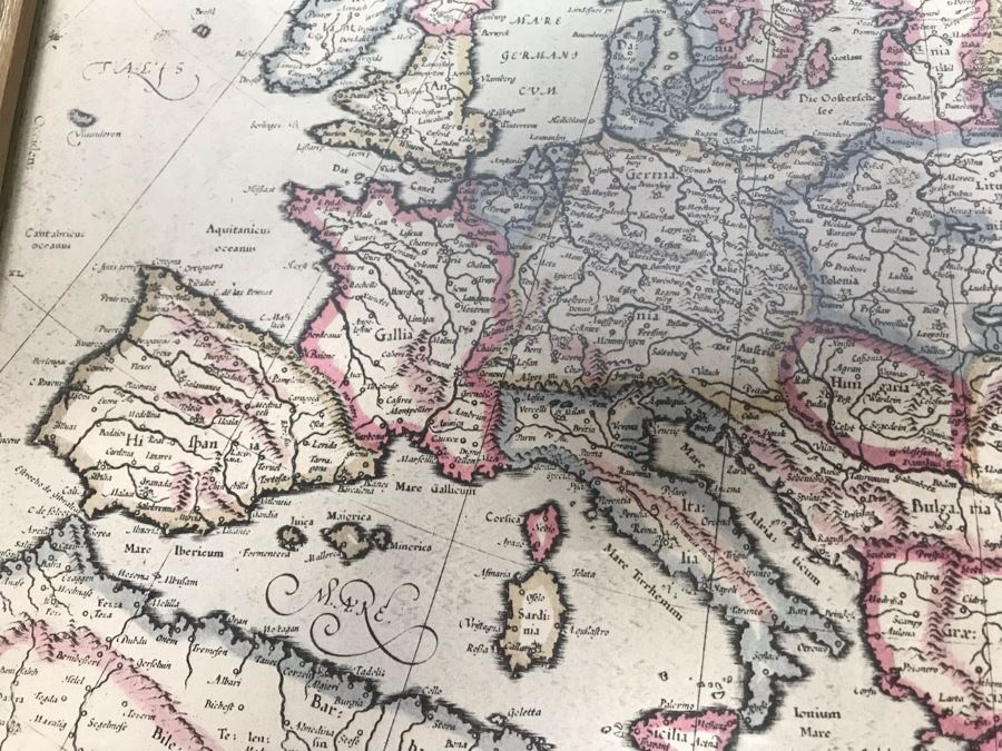 Vintage Framed Map Of Europe 22' X 19' [Photo 9]