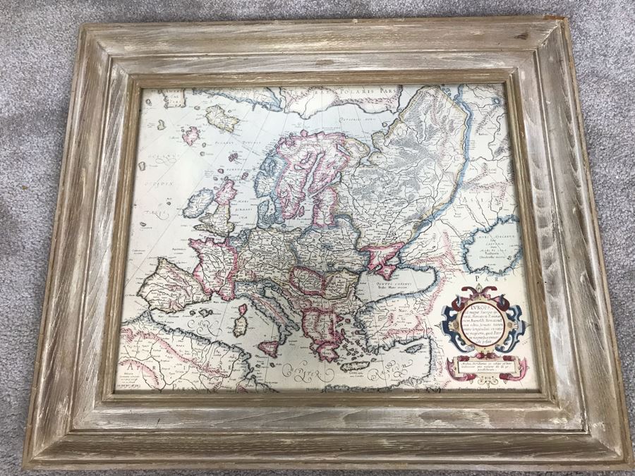 Vintage Framed Map Of Europe 22' X 19' [Photo 1]