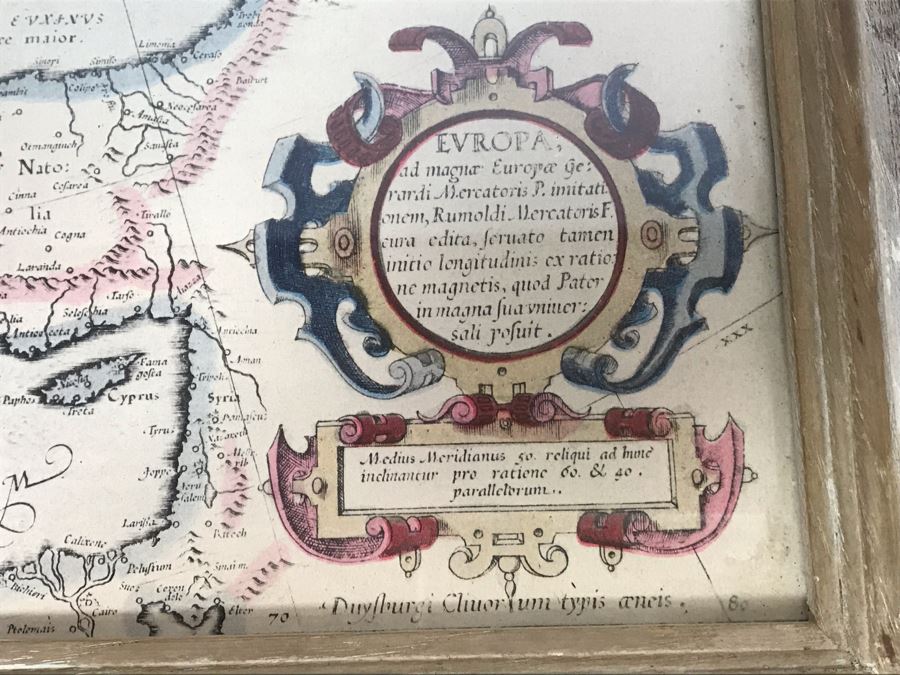 Vintage Framed Map Of Europe 22' X 19' [Photo 5]