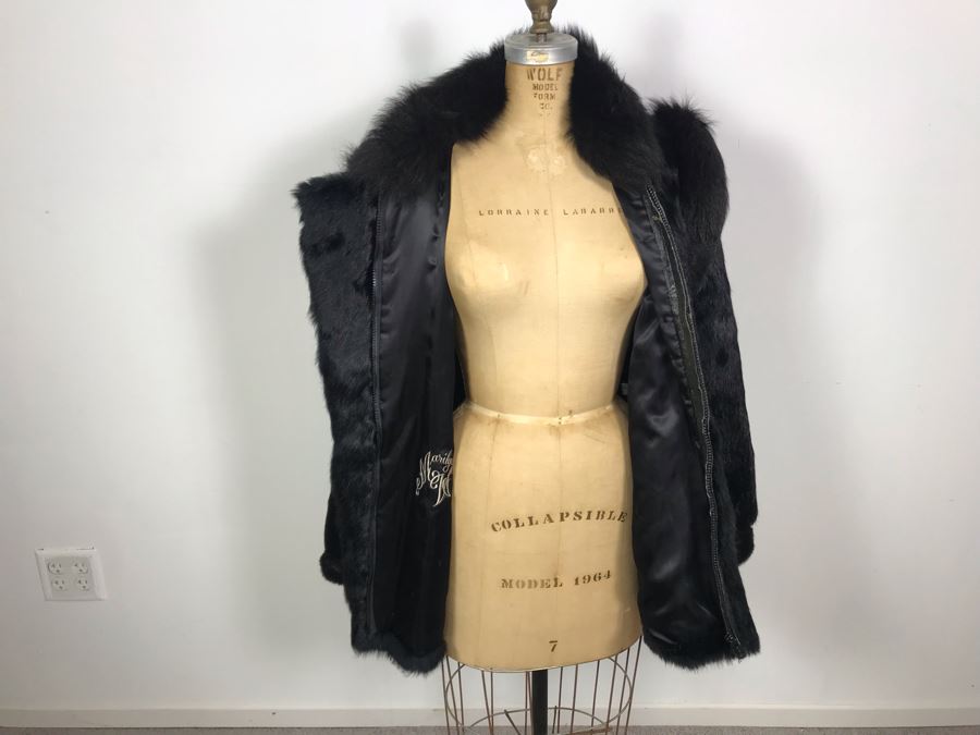 Stunning Vintage Black Dyed Rabbits Fur Coat Size M [Photo 4]
