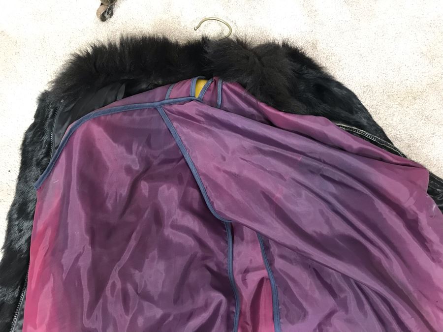 Stunning Vintage Black Dyed Rabbits Fur Coat Size M [Photo 12]