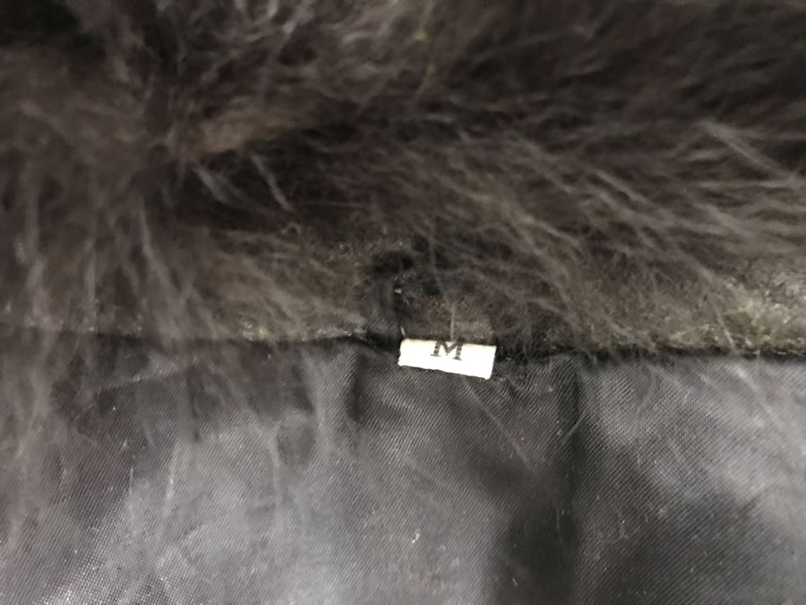 Stunning Vintage Black Dyed Rabbits Fur Coat Size M