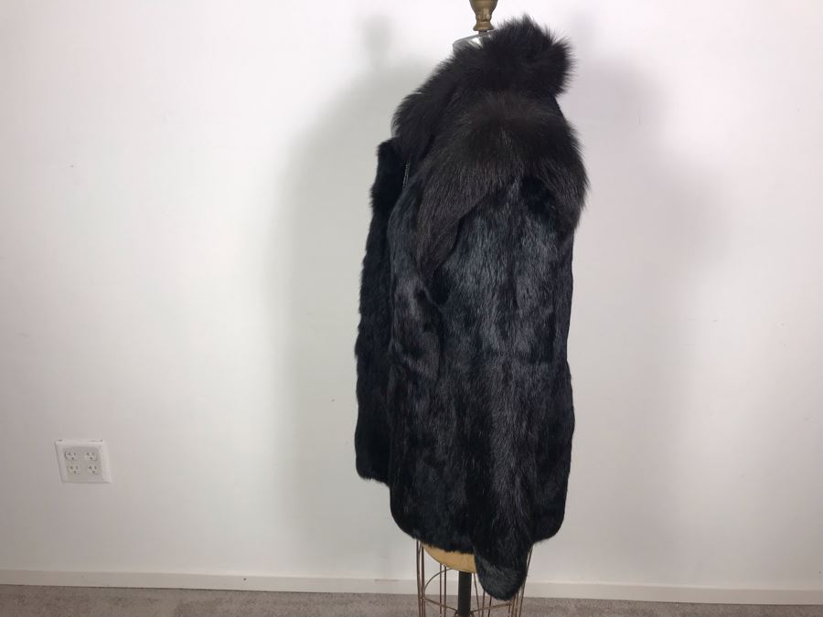 Stunning Vintage Black Dyed Rabbits Fur Coat Size M [Photo 8]