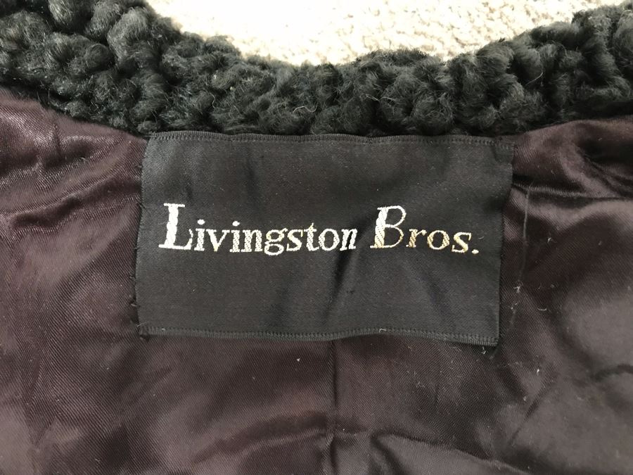 Vintage Livingston Bros Black Persian Lamb Coat Shawl Size M