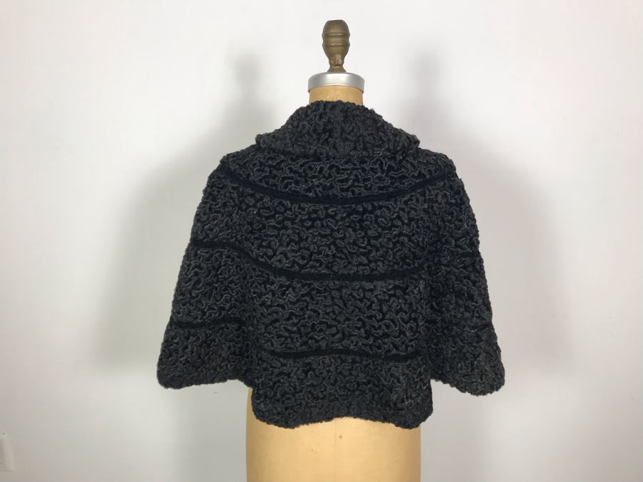 Vintage Livingston Bros Black Persian Lamb Coat Shawl Size M [Photo 5]