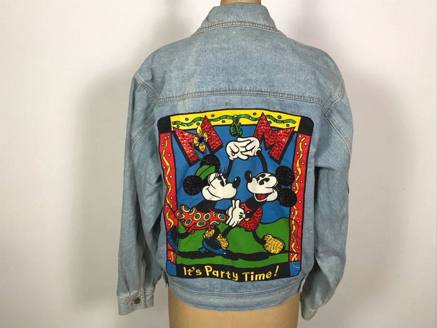 Walt Disney Mickey Mouse And Minnie Mouse Denim Jacket 'It's Party Time!' Size M [Photo 5]
