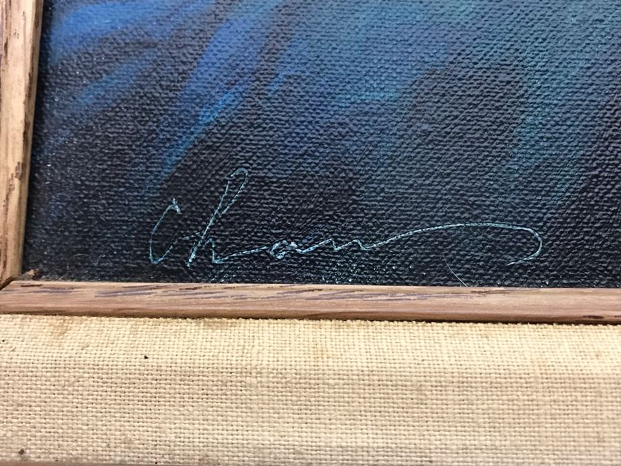 Original Asian Signed Oil Painting Of Man Smoking Pipe Signed Chan 20' X 24' [Photo 7]