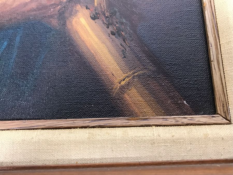 Original Asian Signed Oil Painting Of Man Smoking Pipe Signed Chan 20' X 24' [Photo 8]