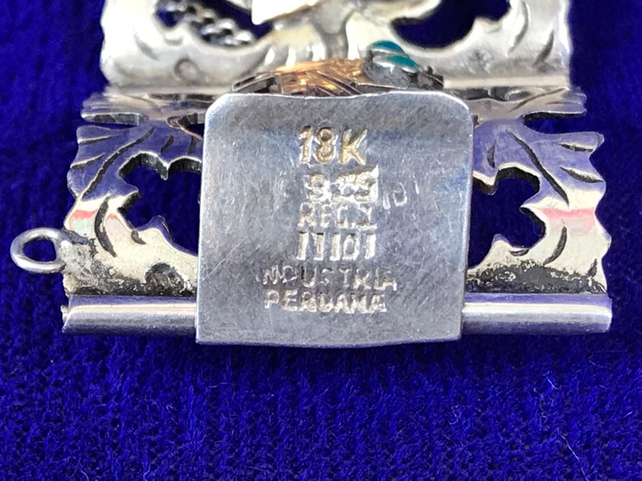 18K Gold And Sterling Silver Repousse Bracelet 29g Industria Peruana [Photo 18]