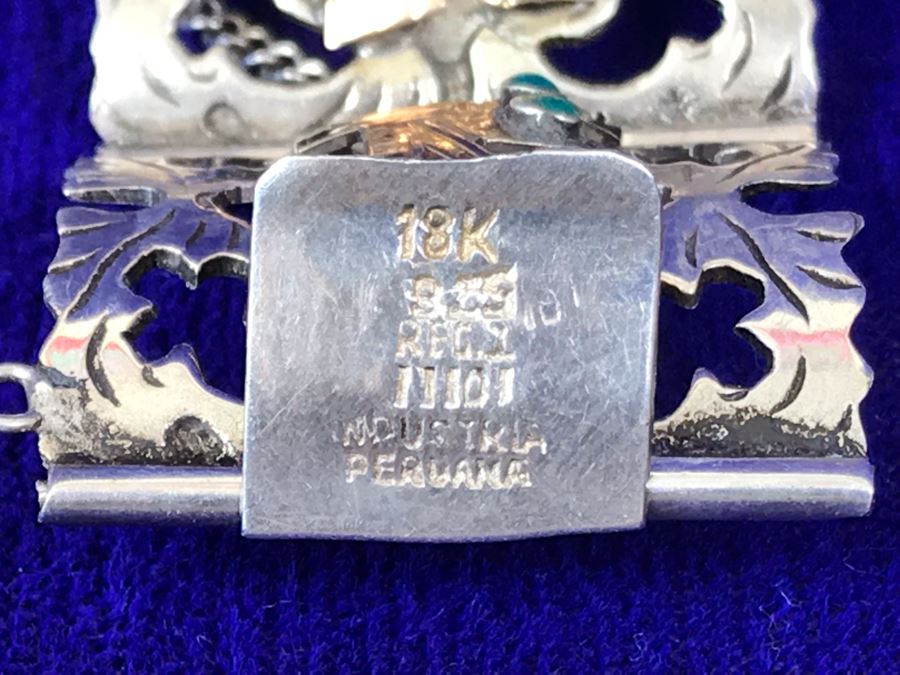 18K Gold And Sterling Silver Repousse Bracelet 29g Industria Peruana [Photo 20]