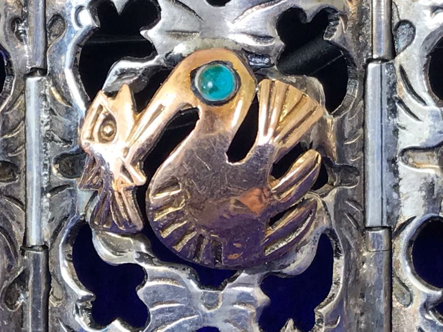 18K Gold And Sterling Silver Repousse Bracelet 29g Industria Peruana [Photo 16]