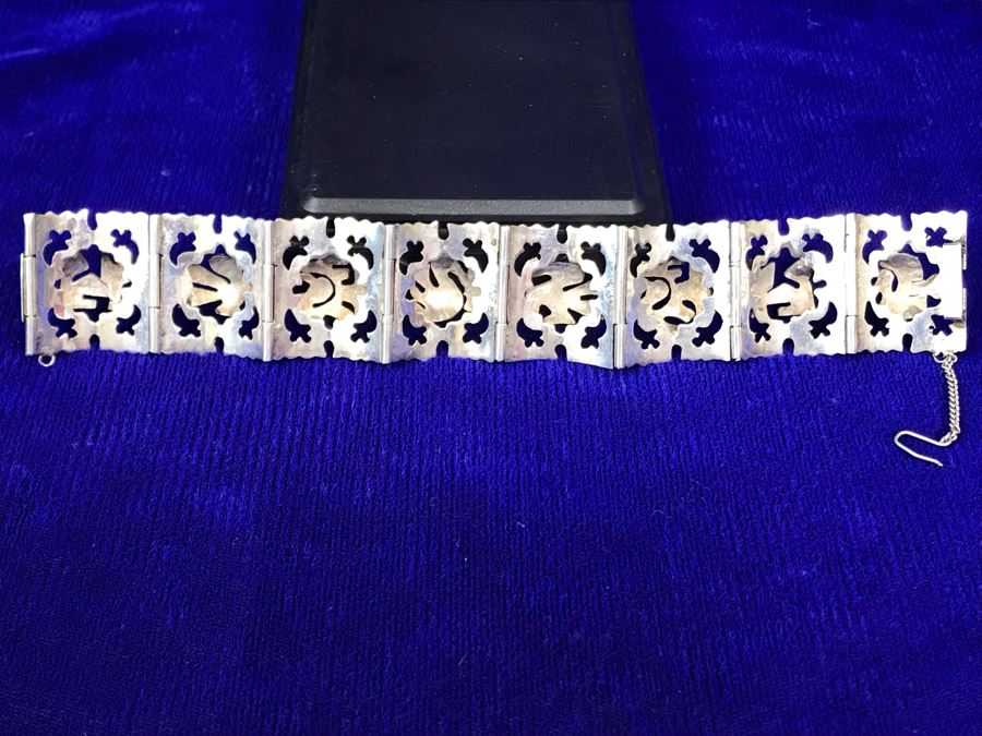 18K Gold And Sterling Silver Repousse Bracelet 29g Industria Peruana [Photo 17]