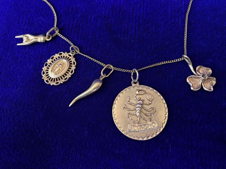 14K Gold Charm Pendant Necklace Scorpio 10.9g [Photo 3]