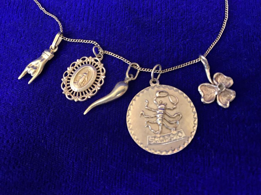 14K Gold Charm Pendant Necklace Scorpio 10.9g [Photo 5]