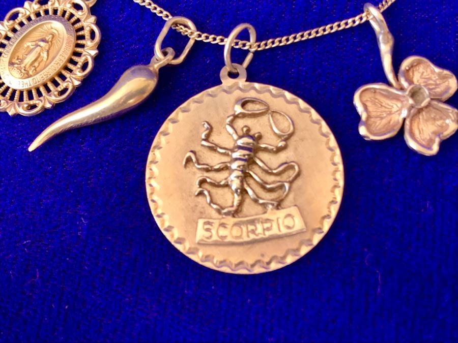 14K Gold Charm Pendant Necklace Scorpio 10.9g [Photo 6]