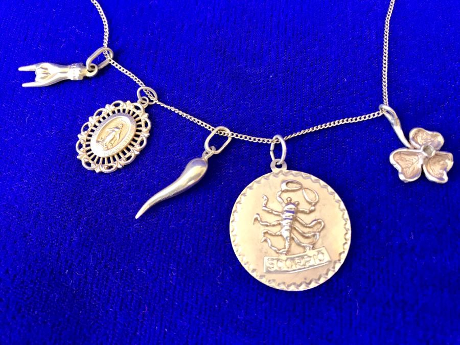 14K Gold Charm Pendant Necklace Scorpio 10.9g [Photo 4]