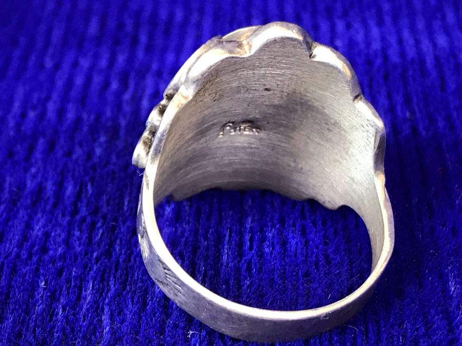 Vintage Signed Sterling Silver Turquoise Ring 11.8g Size 9.5 [Photo 9]