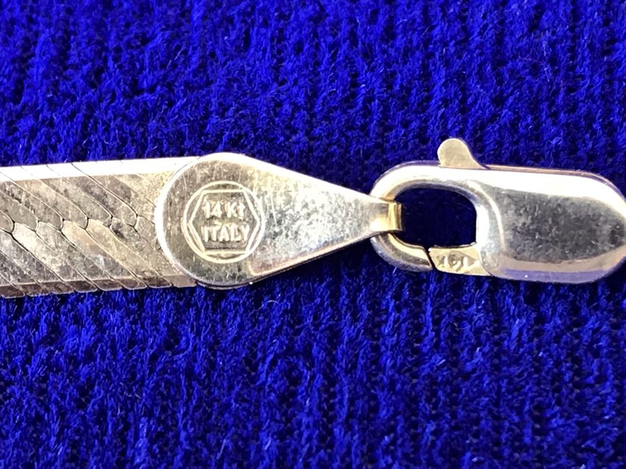 14K Gold Herringbone Chain Necklace Italy 14.5g [Photo 6]