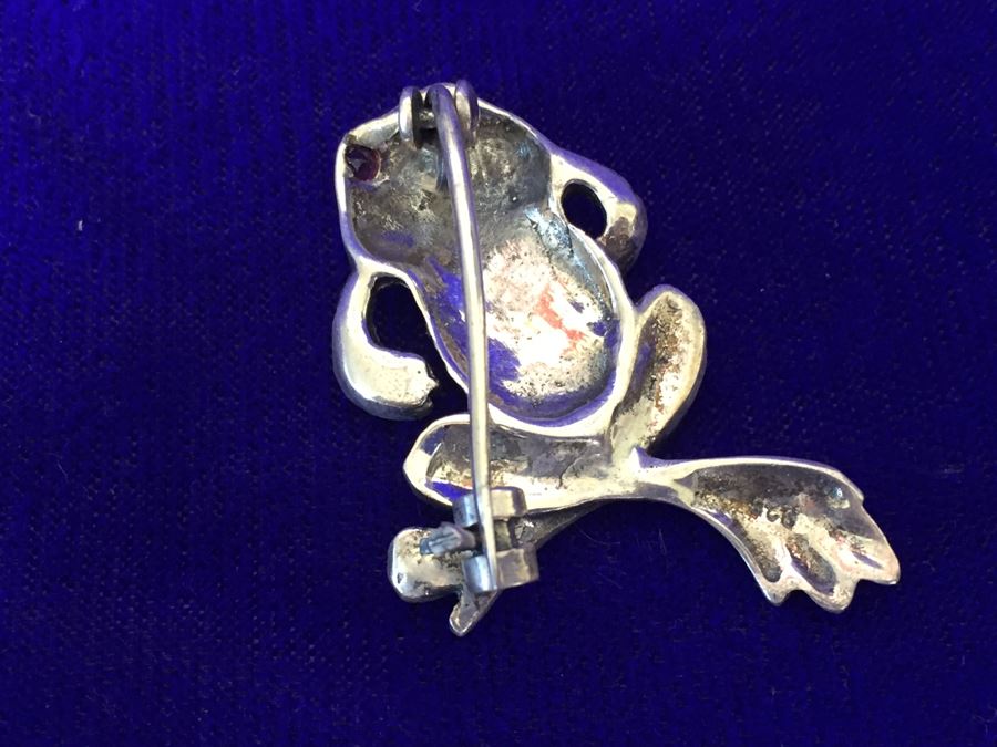 Vintage Sterling Silver Signed Cat And Frog Brooch Pin 15.8g [Photo 17]