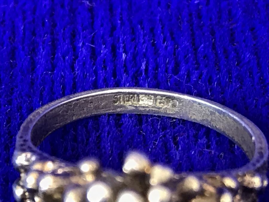 Vintage Sterling Silver Pearls Ring Signed Size 7 4.9g [Photo 10]