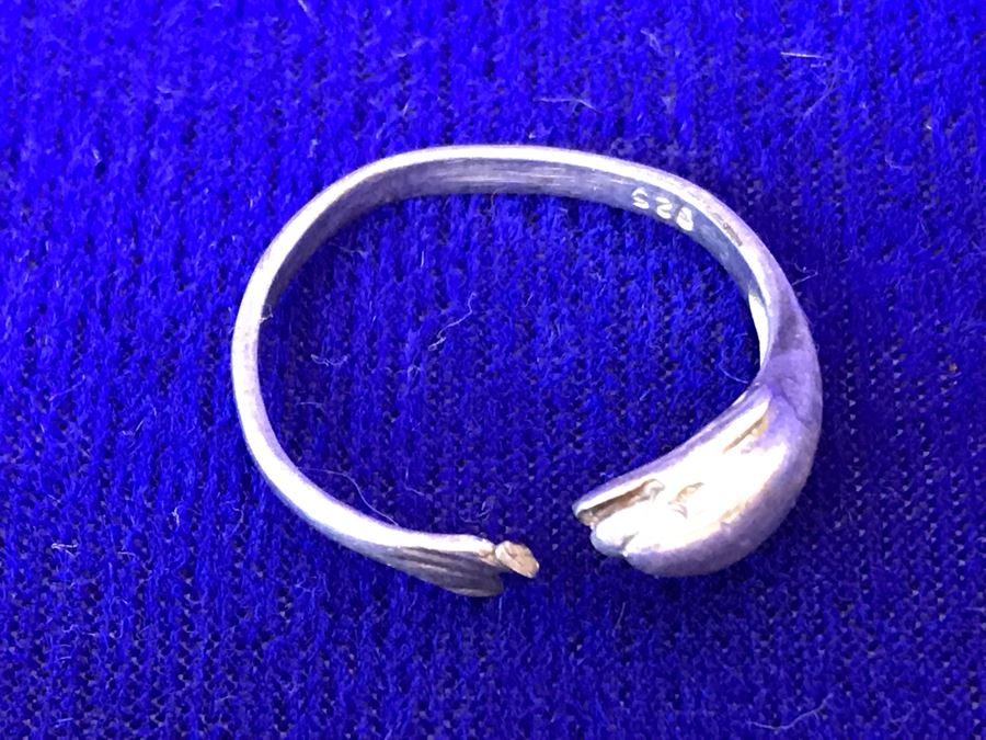 Sterling Silver Dolphin Ring Size 9.5 And Sterling Silver Whale Pendant 5.9g [Photo 6]