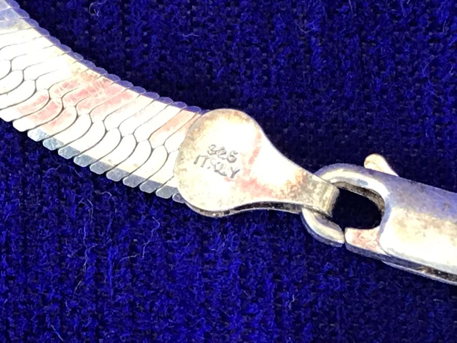 Vintage Sterling Silver Heart Pendant Bracelet Italy 7.2g [Photo 4]