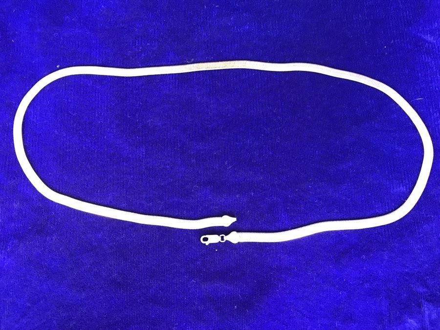 Sterling Silver Herringbone Chain Necklace Italy 18.7g [Photo 2]