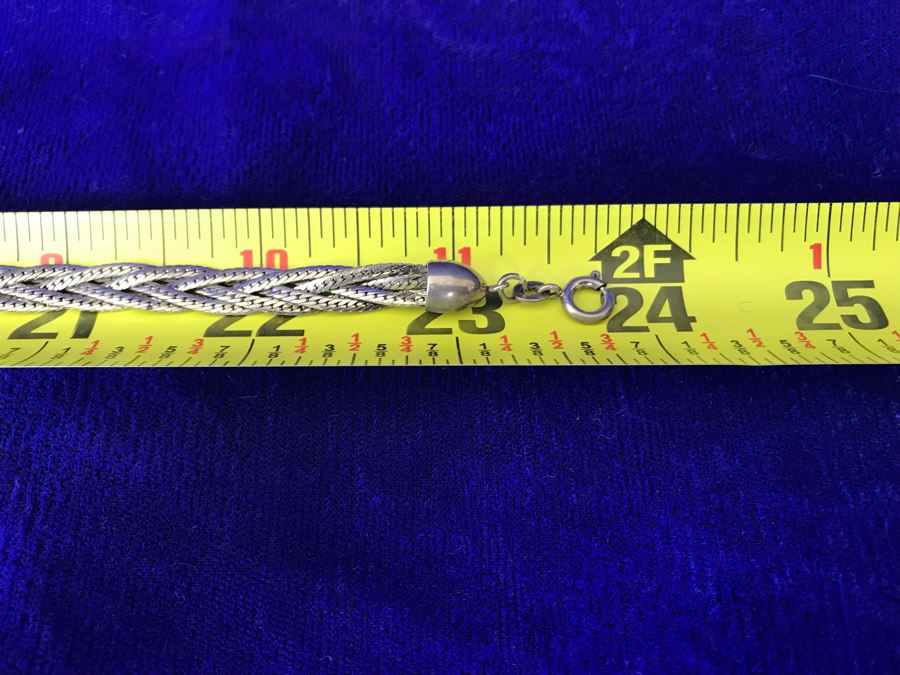 Vintage Sterling Silver Woven Chain Necklace Italy 24'L 29g [Photo 7]