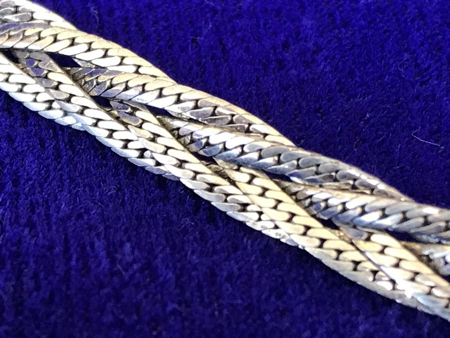 Vintage Sterling Silver Woven Chain Necklace Italy 24'L 29g [Photo 3]