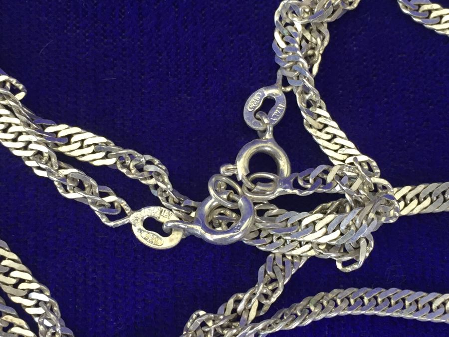 Pair Of Vintage Sterling Silver Italy 18' Necklaces 10.3g TW [Photo 3]