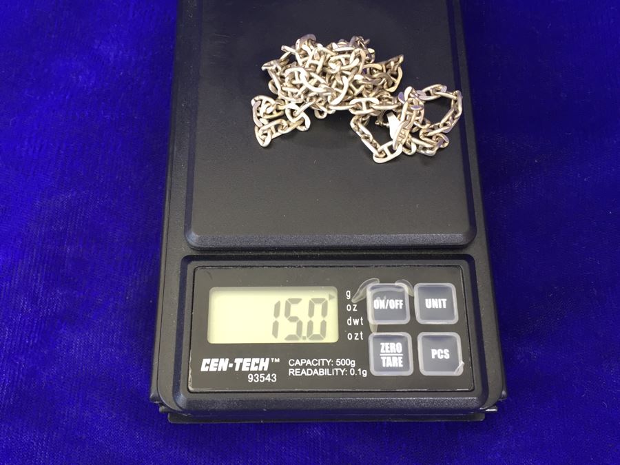 Vintage Sterling Silver Chain Necklace Italy 24'L 15g [Photo 4]