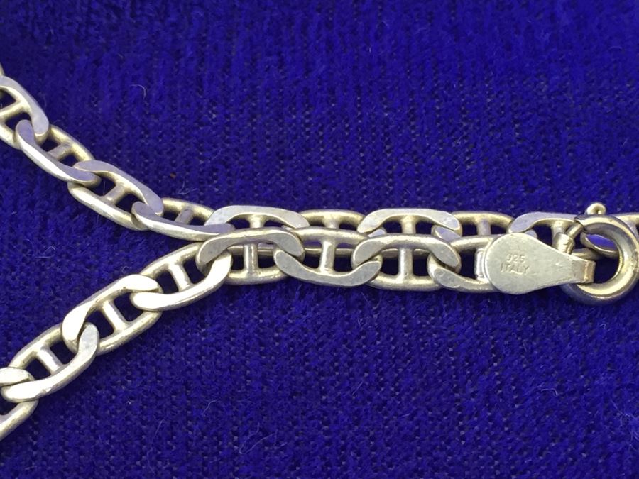 Vintage Sterling Silver Chain Necklace Italy 24'L 15g [Photo 3]