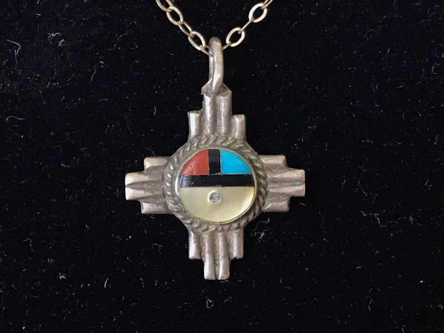 Vintage Sterling Silver 18' Chain Necklace With Pendant 1.9g [Photo 2]