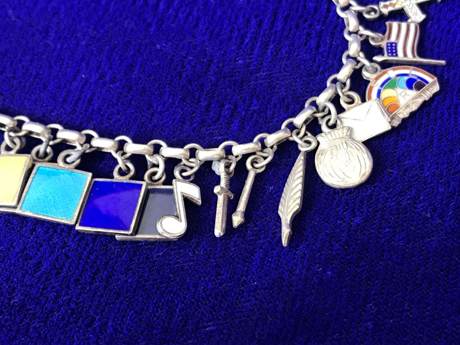 Vintage Sterling Silver Charm Bracelet 8' 14.4g [Photo 6]