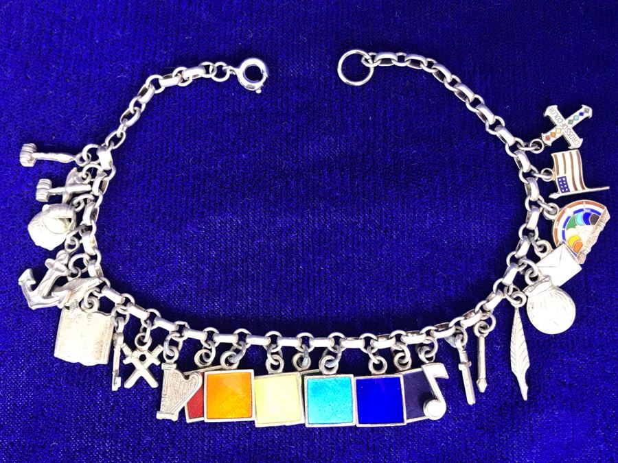 Vintage Sterling Silver Charm Bracelet 8' 14.4g [Photo 2]