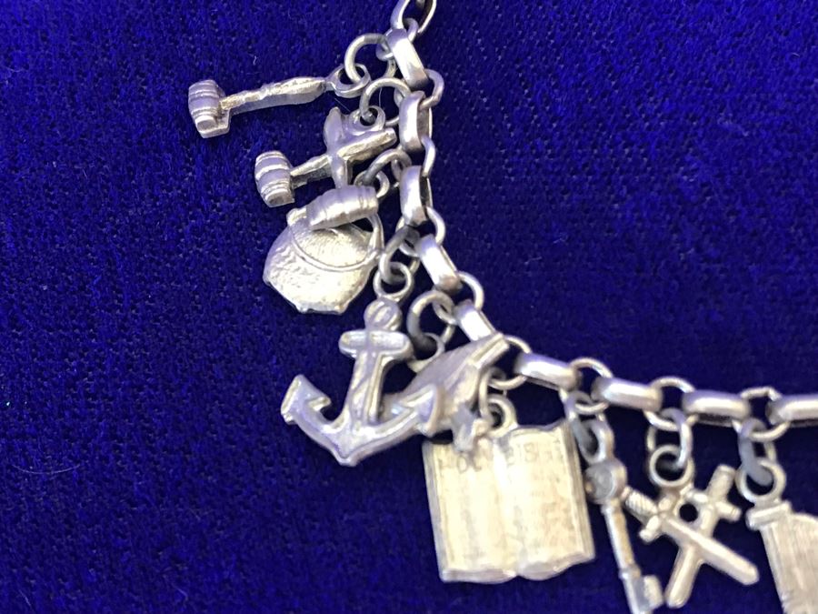 Vintage Sterling Silver Charm Bracelet 8' 14.4g [Photo 4]