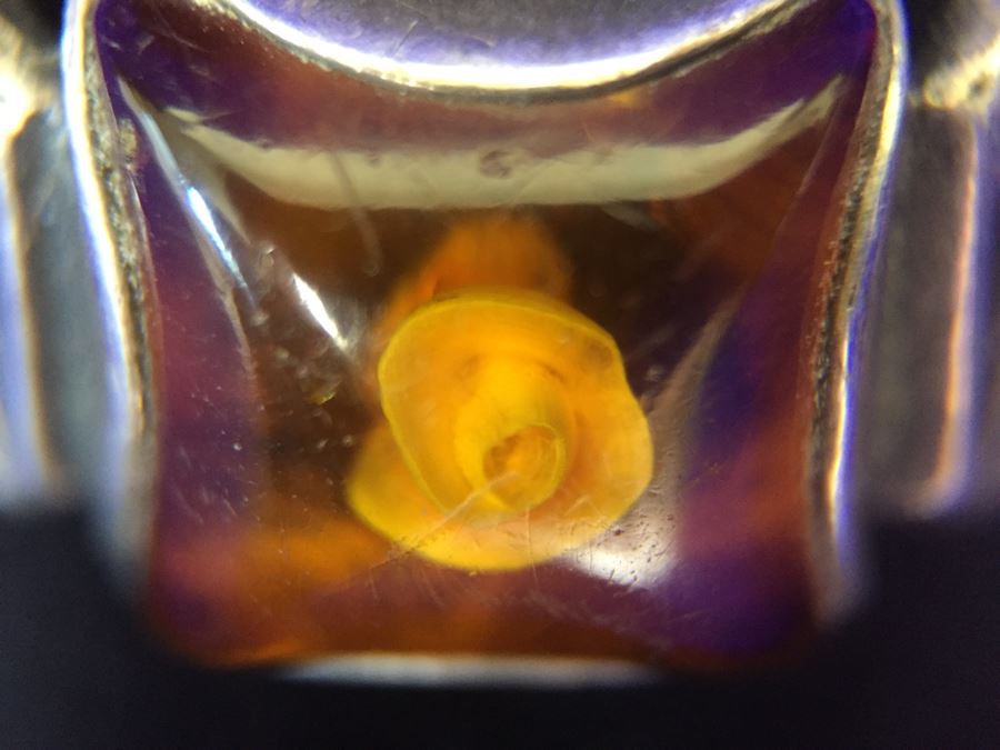 Vintage Signed Sterling Silver Amber Ring 3.1g Size 6.5 [Photo 12]