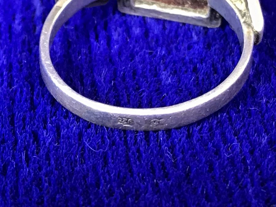 Vintage Signed Sterling Silver Amber Ring 3.1g Size 6.5 [Photo 9]