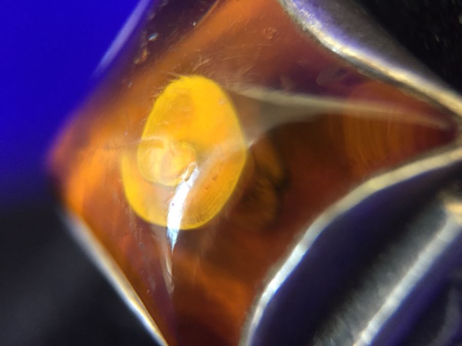 Vintage Signed Sterling Silver Amber Ring 3.1g Size 6.5 [Photo 13]