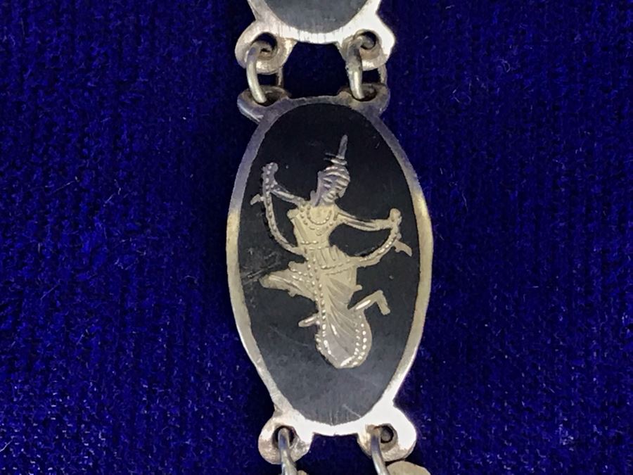 Vintage SIAM Sterling Silver Jewelry: Pendant, Brooch Pin, Bracelet and Pair Of Clip On Earrings 36g TW [Photo 23]