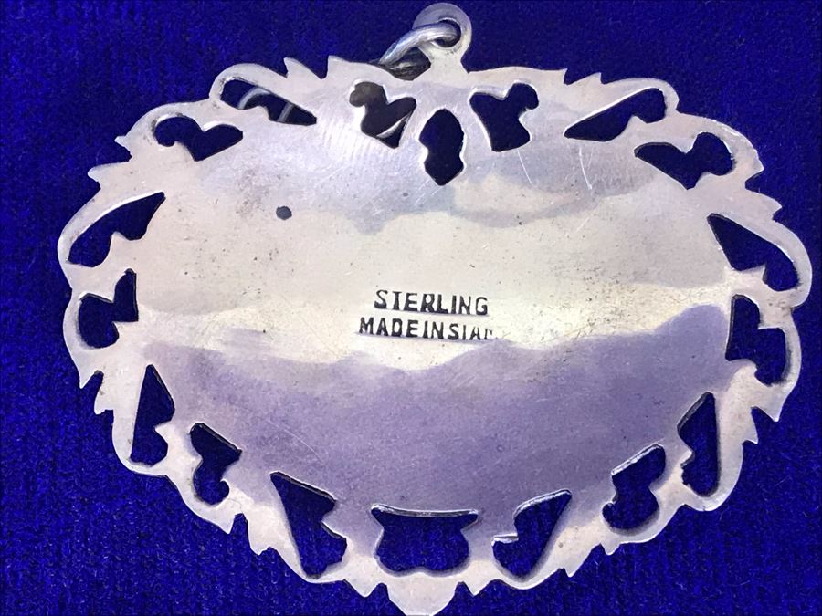 Vintage SIAM Sterling Silver Jewelry: Pendant, Brooch Pin, Bracelet and Pair Of Clip On Earrings 36g TW [Photo 10]