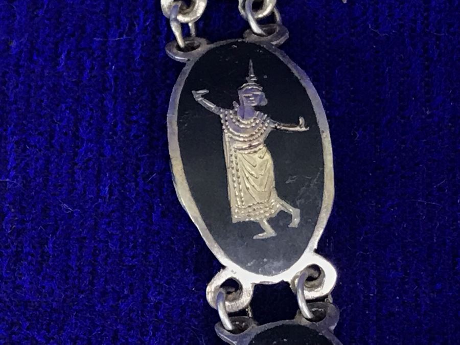 Vintage SIAM Sterling Silver Jewelry: Pendant, Brooch Pin, Bracelet and Pair Of Clip On Earrings 36g TW [Photo 19]