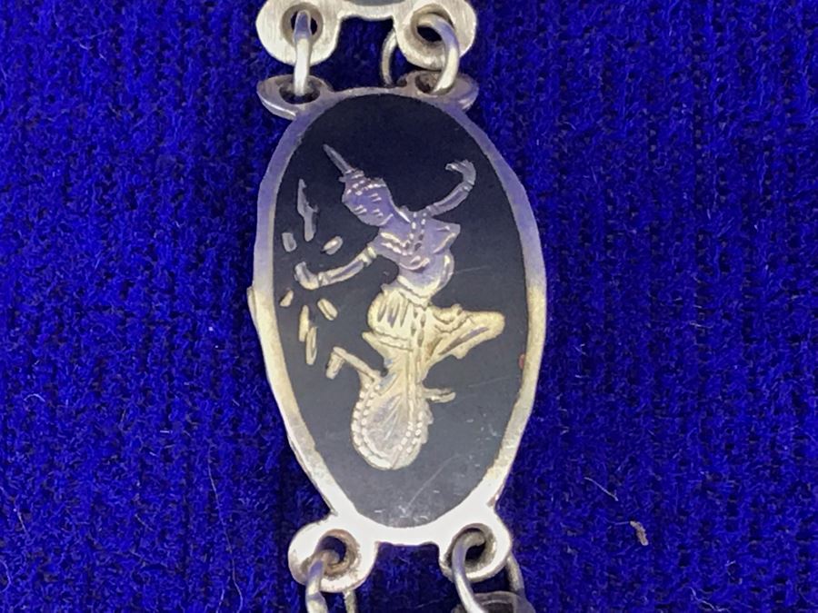 Vintage SIAM Sterling Silver Jewelry: Pendant, Brooch Pin, Bracelet and Pair Of Clip On Earrings 36g TW [Photo 18]