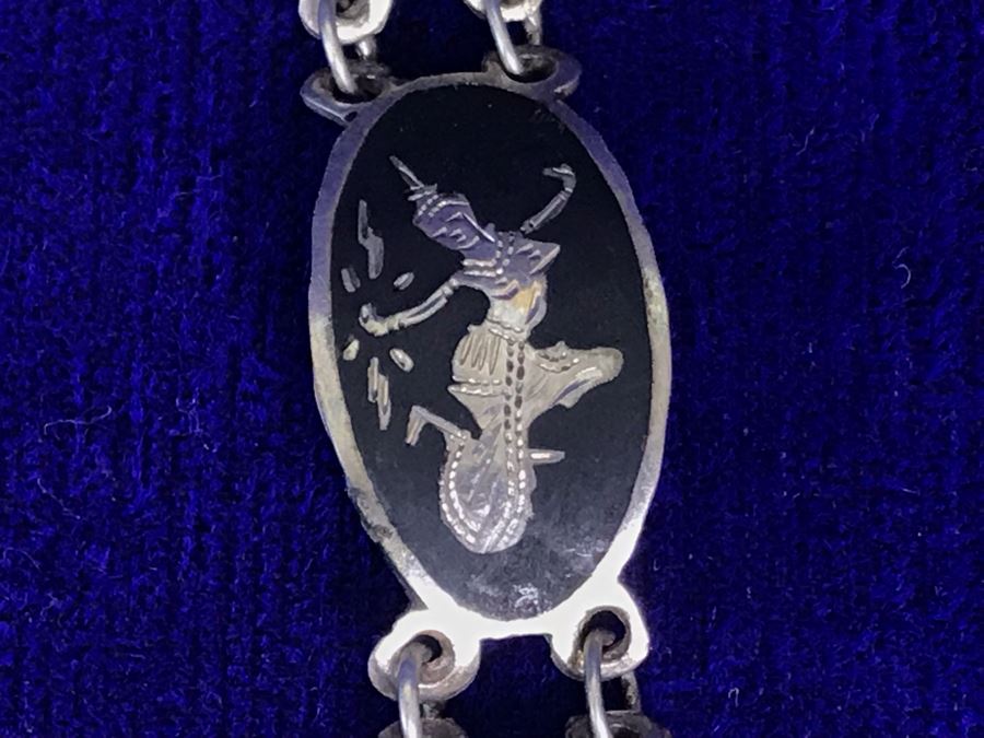 Vintage SIAM Sterling Silver Jewelry: Pendant, Brooch Pin, Bracelet and Pair Of Clip On Earrings 36g TW [Photo 21]