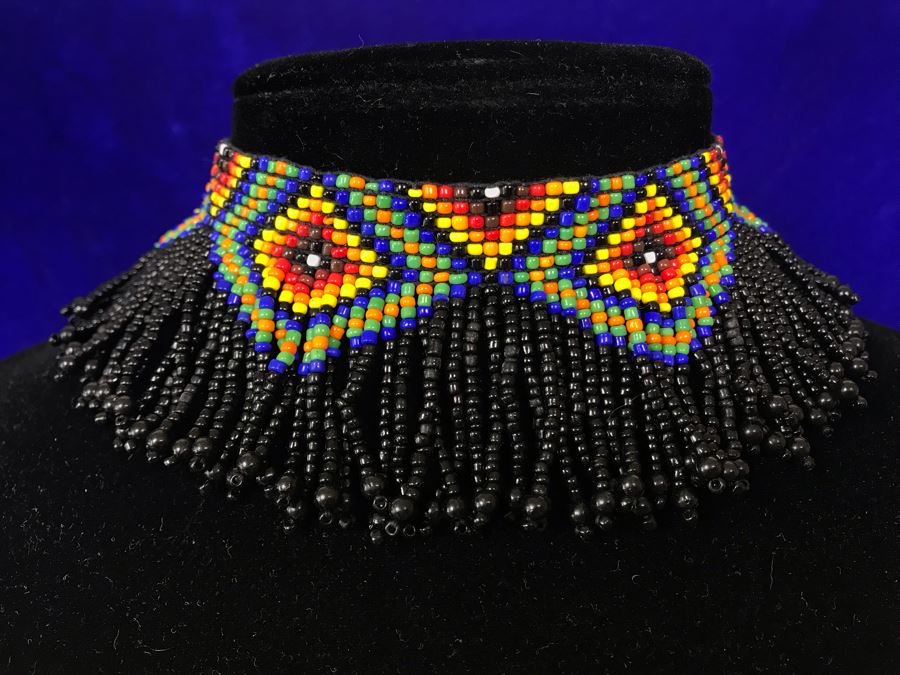 Beaded Long Tassle Choker Necklace [Photo 2]