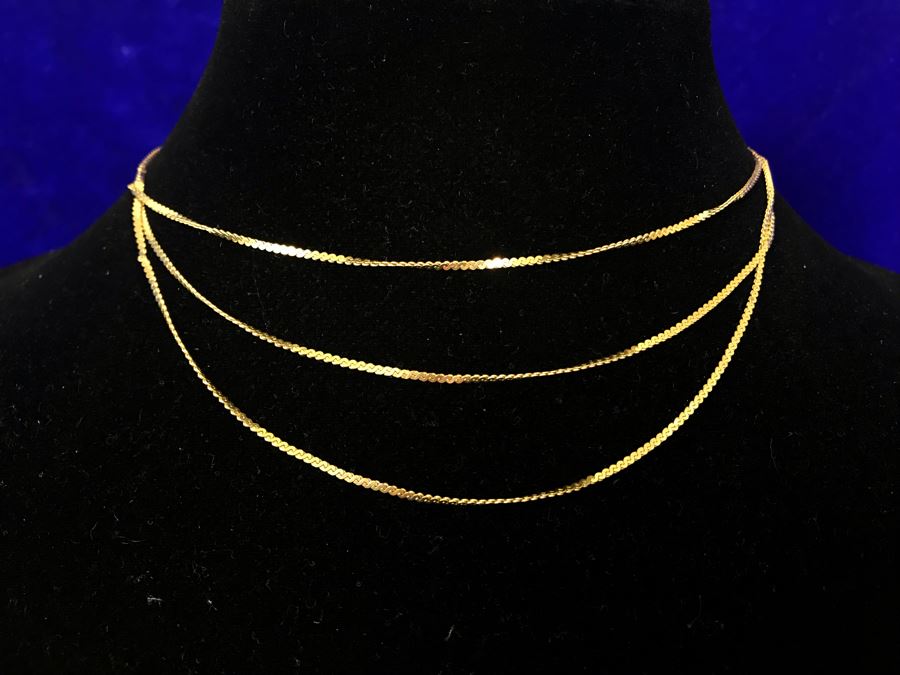 14K Gold Made In Italy Triple-Strand 14' Necklace 5.1g [Photo 1]