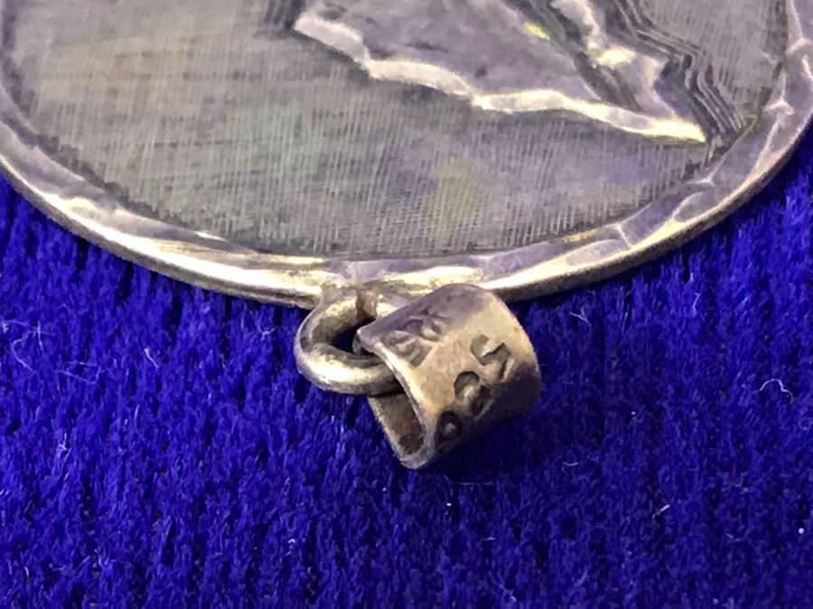 Vintage Sterling Silver Mexican Signed Pendant Necklace 8.6g [Photo 9]