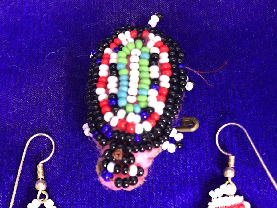 Vintage Beaded Jewelry Lot: Earrings, Hair Clip And Brooch Pin [Photo 5]